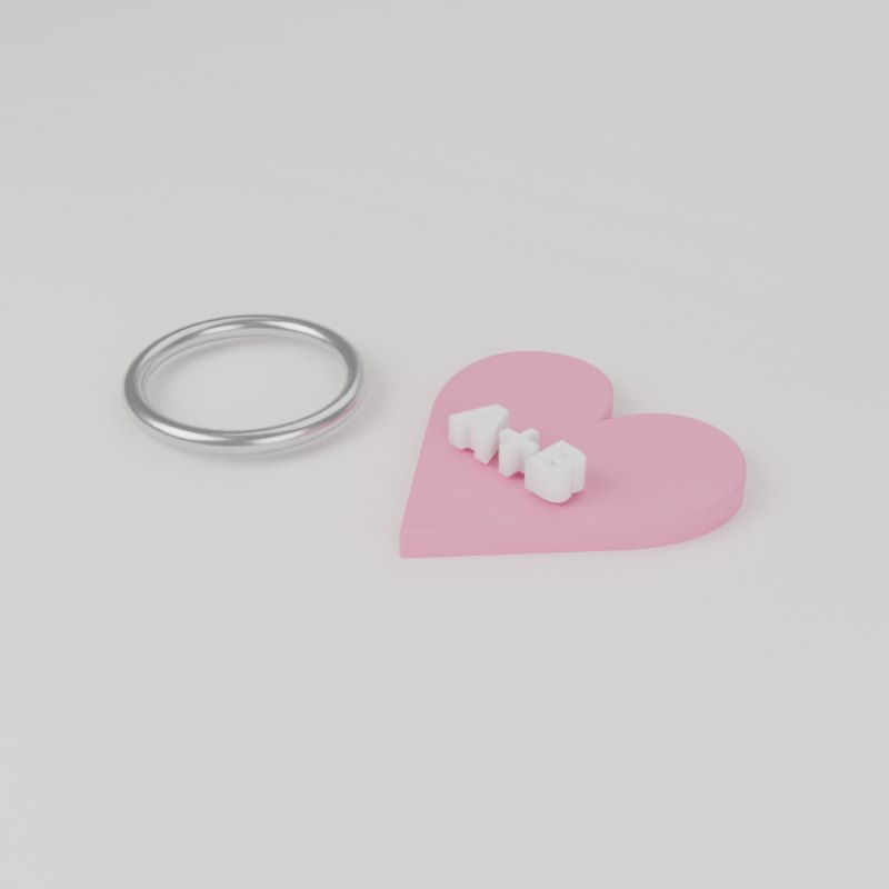 Chaveiro coração para casal impresso em 3D